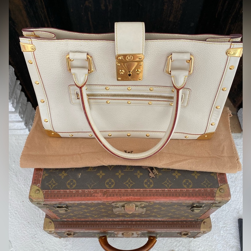 Authentic Le Fabuleux bag from LOUIS VUITTON White Purse with Gold-Tone Studs